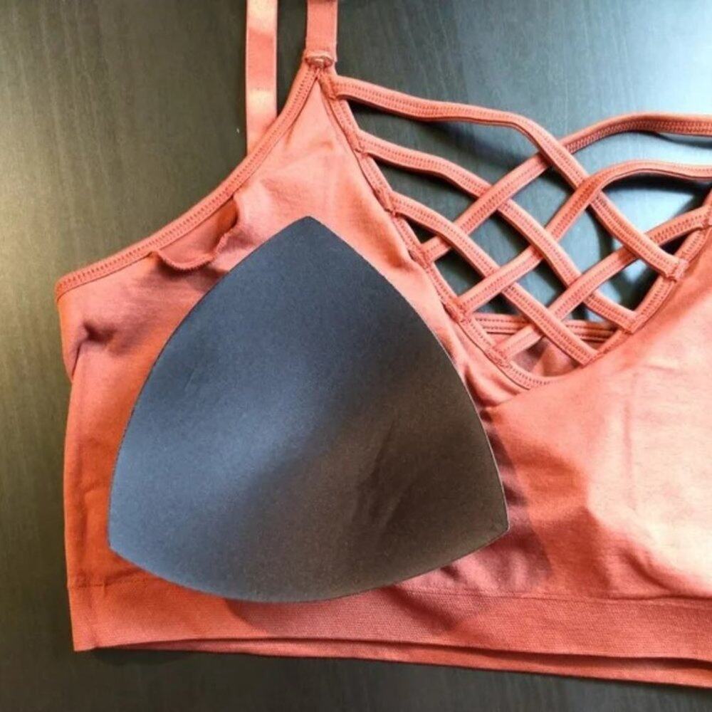 Zenana S/M Bright Pink Front V Lattice Bralette + bra padding adjustable straps - Picture 10 of 15